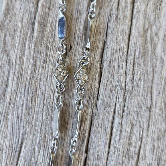 Chico's Delicate Silvertone Sparkle Necklace with Rhinestones - Picture 2 of 5